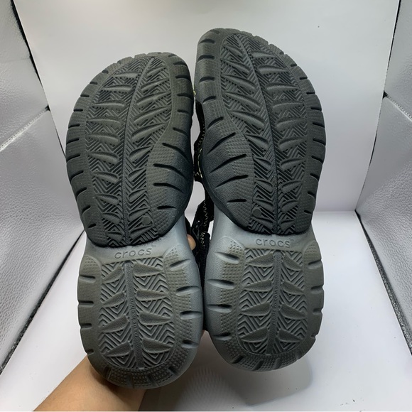 CROCS #15041 BLACK NYLON HOOK LOOP CLOSURE COMFORT FISHING SPORT SANDALS  12 - Picture 7 of 10